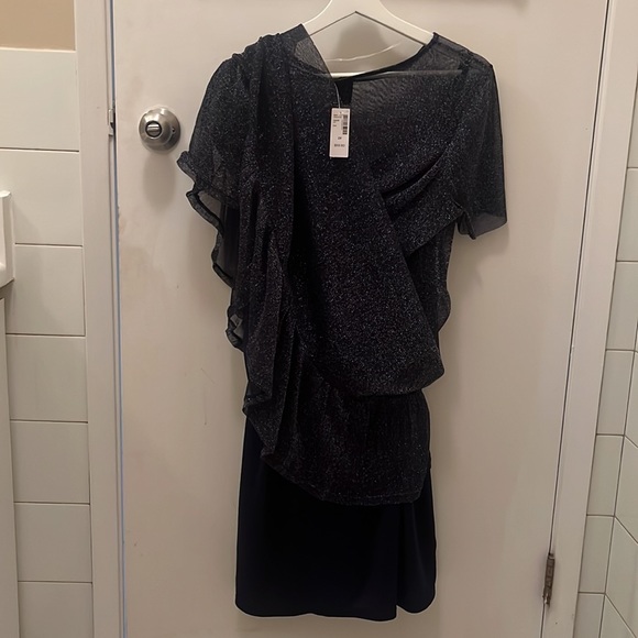 NWT| Reitmans | Blue Sparkle| Sequence Two Piece Sleeveless Shift Cocktail Dress - Picture 5 of 8